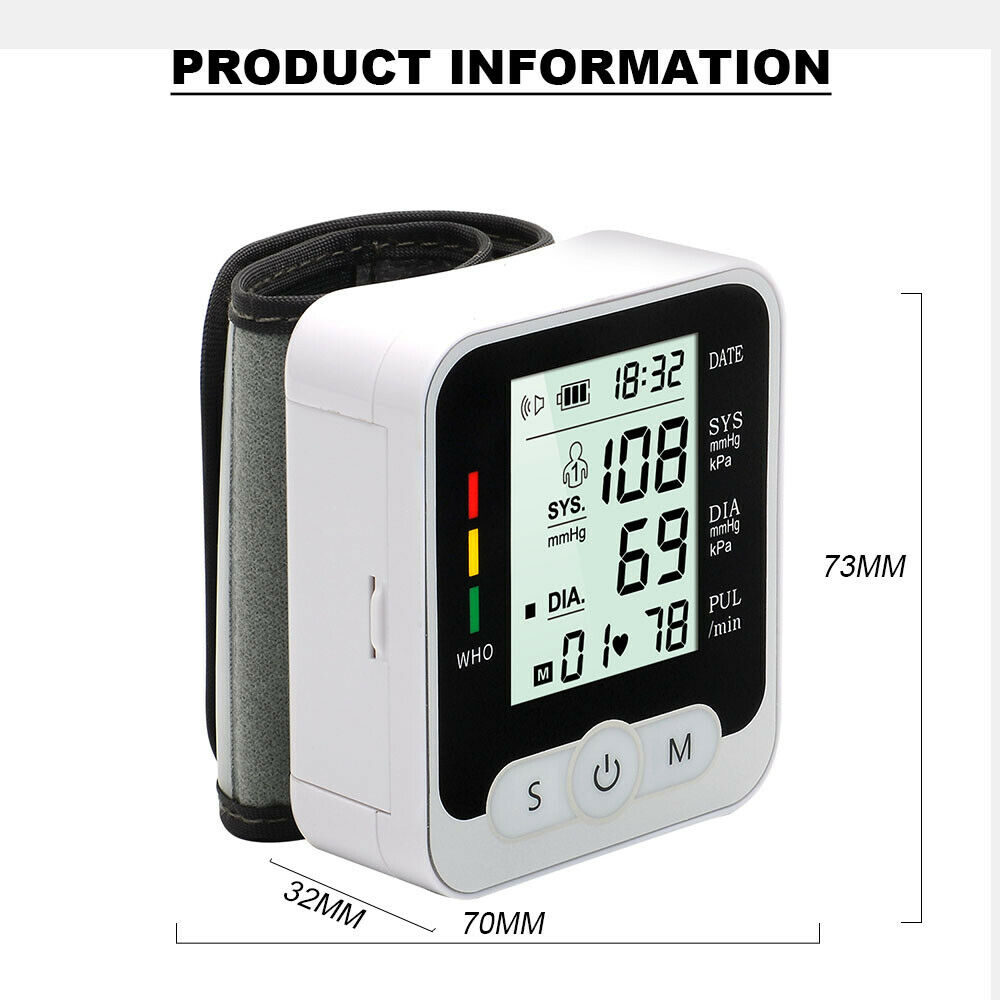 Automatic Digital Wrist Blood Pressure Monitor with Heart Rate Monitor