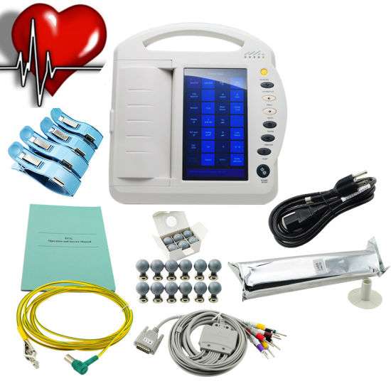 Standard 12 Leads Patient Cable Digital 12 Channel Electrocardiograph ECG Machine EKG 1212A Touch Screen Javier