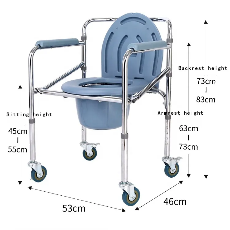 Folding Commode Chair with Wheels