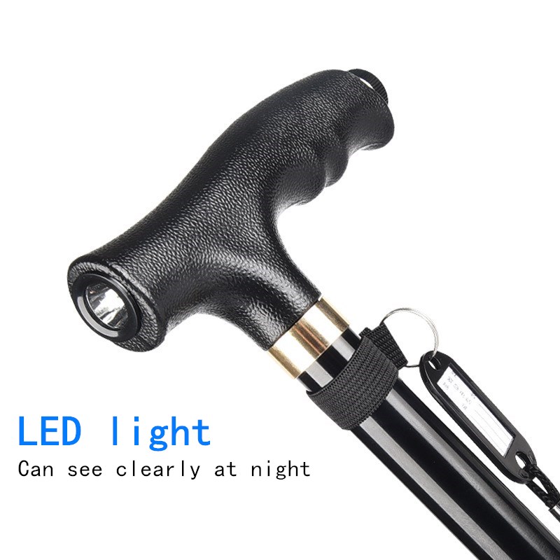 Multi-Function LED Light Elderly Walking Stick - Non-Slip And Stable folding Crutches - Image 2