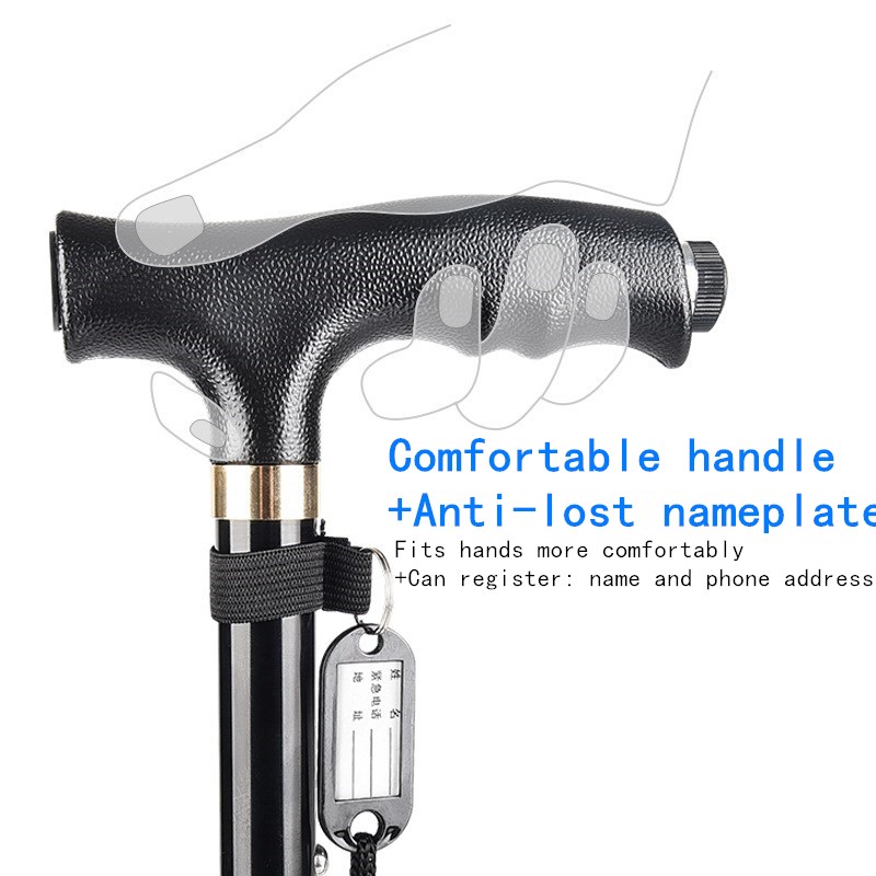 Multi-Function LED Light Elderly Walking Stick - Non-Slip And Stable folding Crutches - Image 3