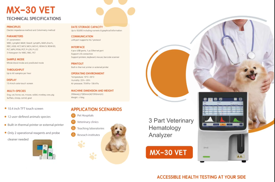 FUNKEEP MX-60 VET 5-Part Veterinary Hematology Analyzer