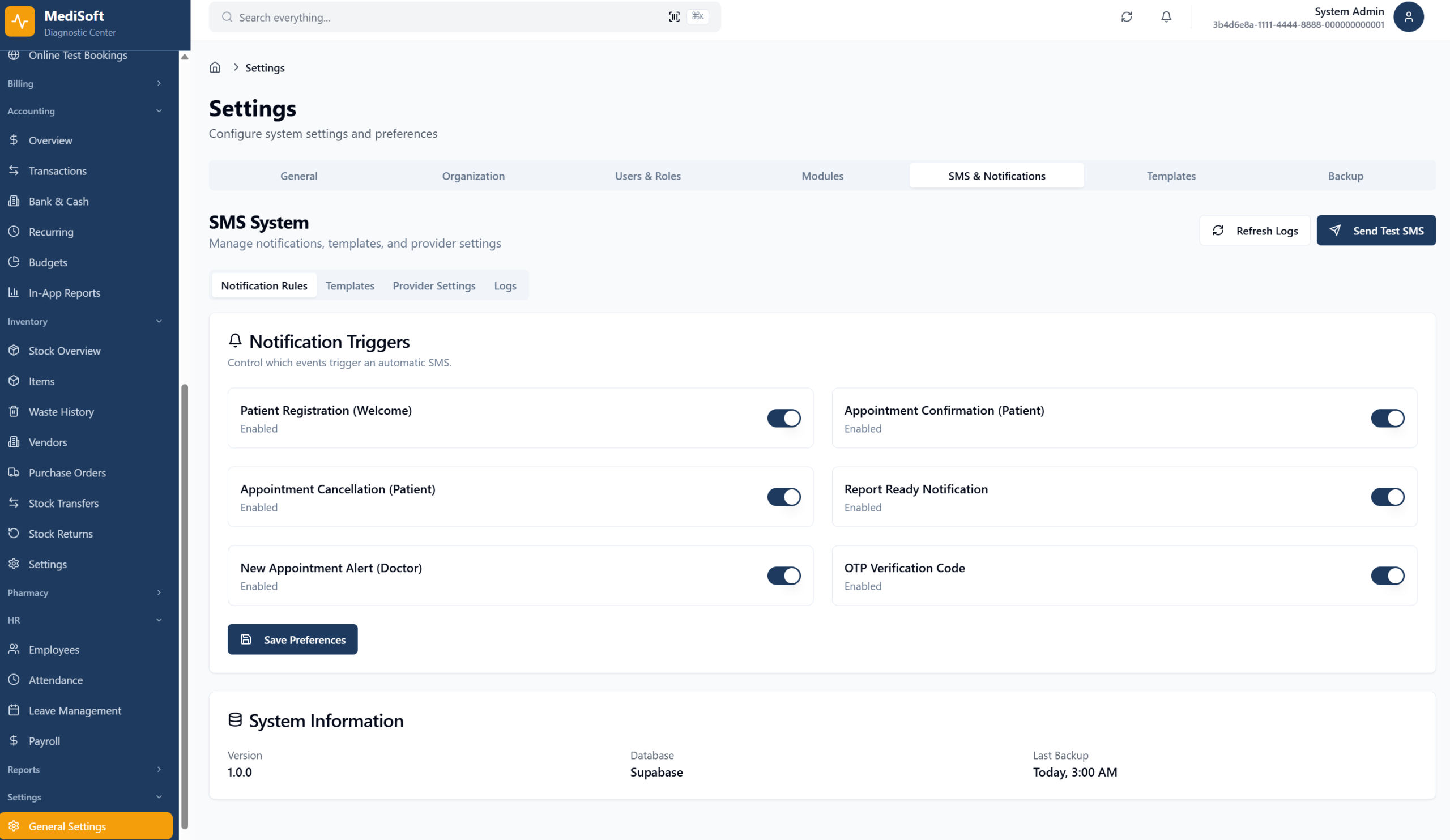 SMS Notification System - Diagnostic Software Bangladesh