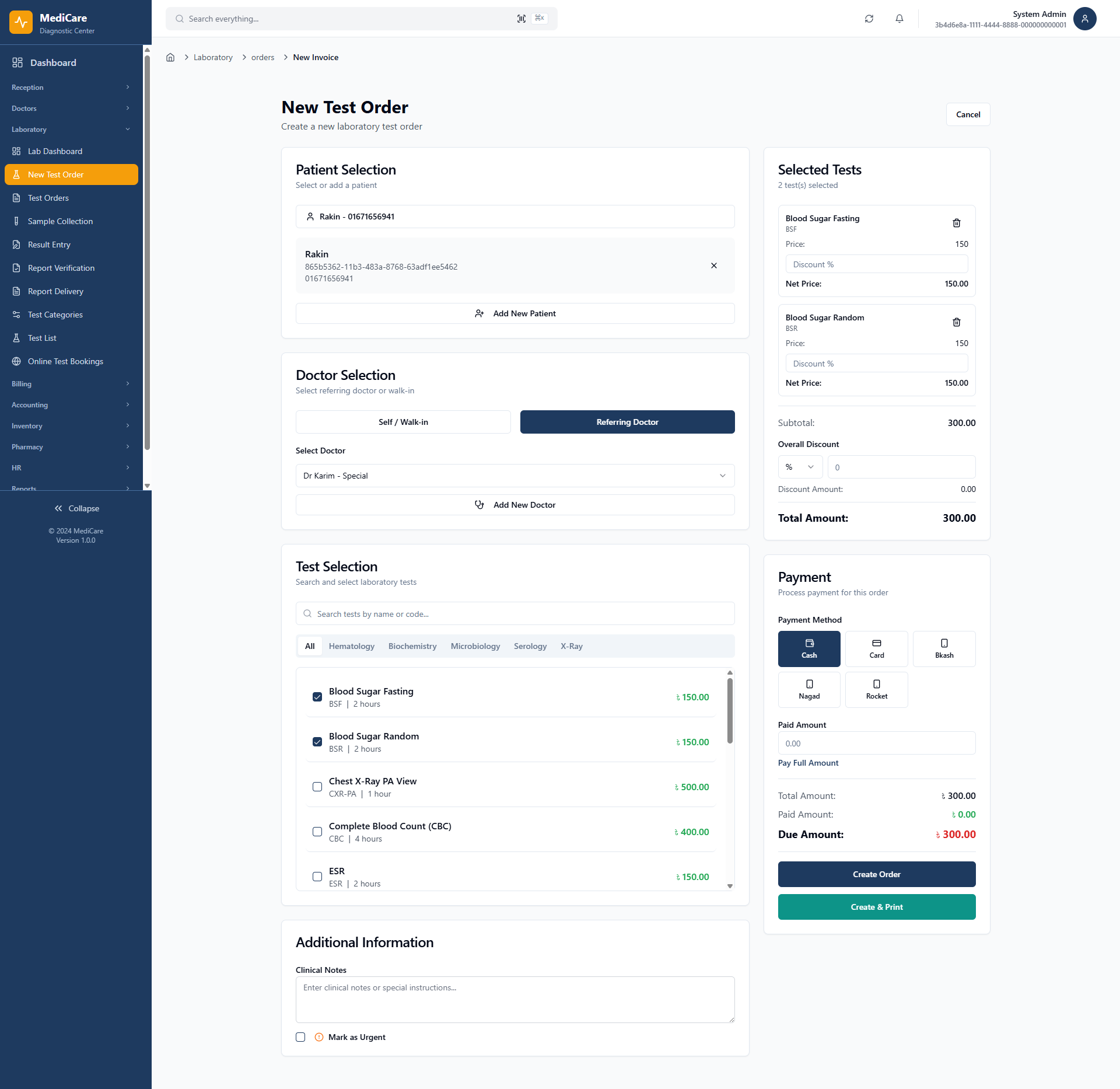 Test Order System - Diagnostic Management Software