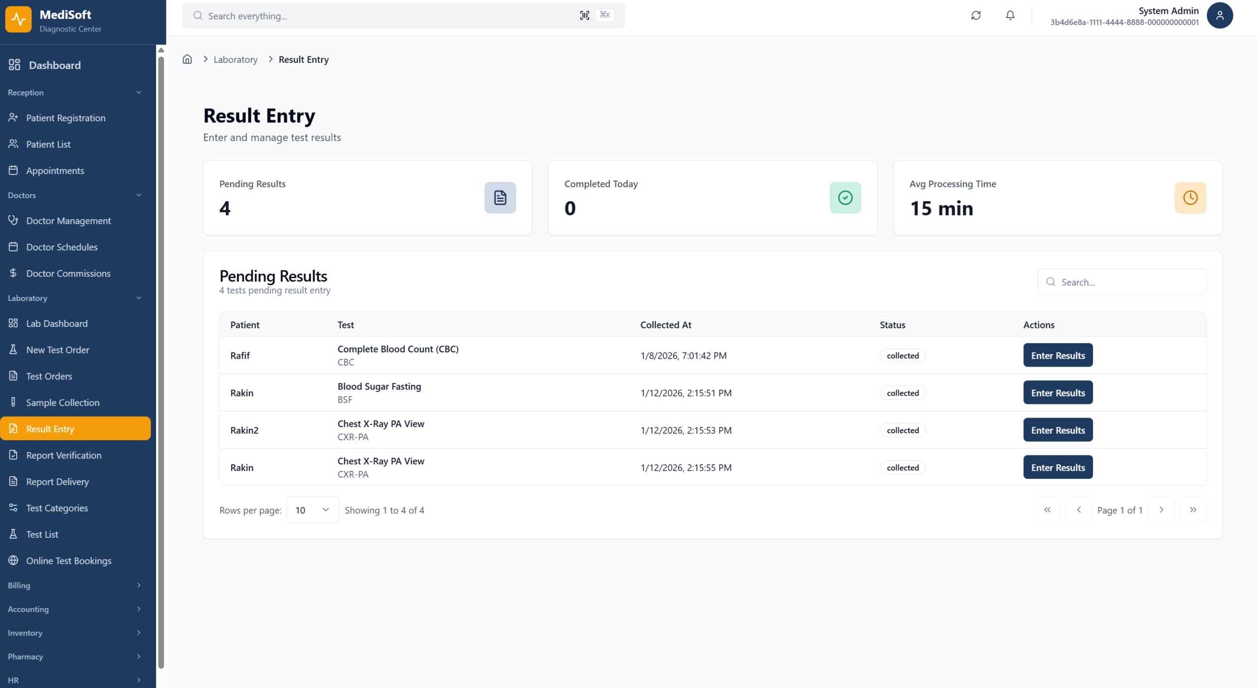 Lab Result Entry - Laboratory Information System Bangladesh